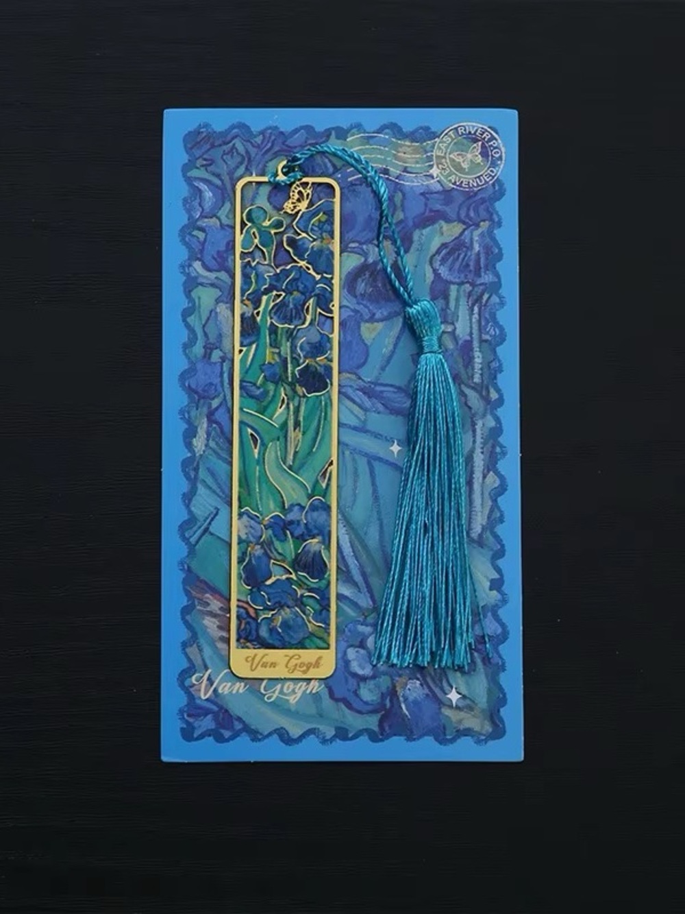 Decorative Floral & Patterned Metal Tassel Bookmark - Blue/Gold/Green - Picture 5 of 10